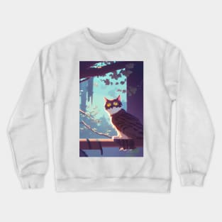 A Cat and Owl Funny Pet Owner (Hybrid) Crewneck Sweatshirt